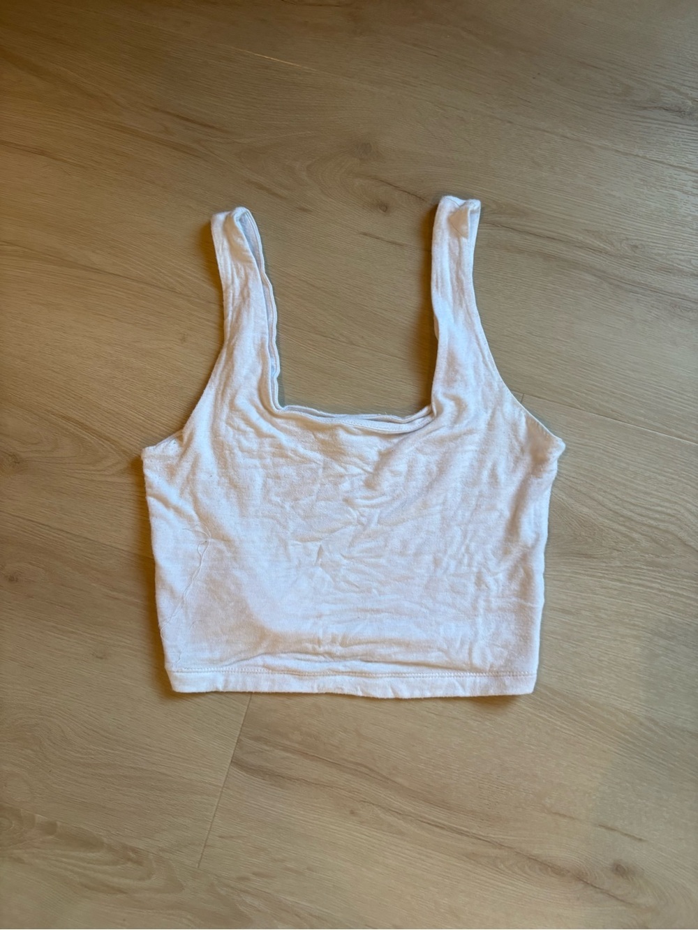 White Square-Neck Crop Tank Top - Women
